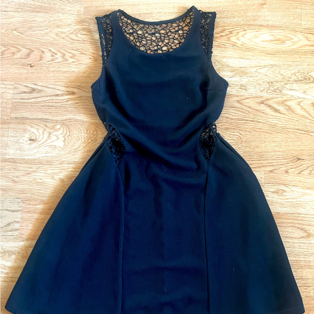 Black dress with lace back, circle bottom